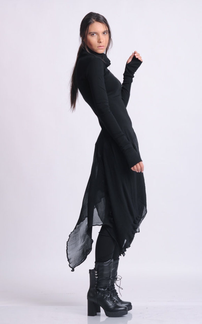 High Quality Chiffon Tunic/Turtleneck Asymmetric Top/Best Selling Tunic/Thumb Hole Sleeve Tunic image 4