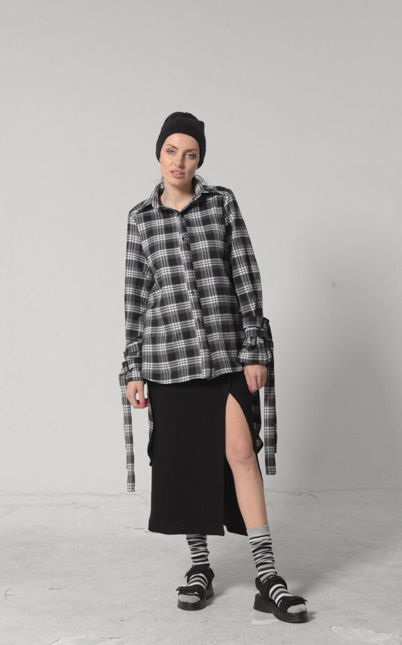 Asymmetrical Shirt / Lumberjack Jacket / Plaid Shirt Women / - Etsy