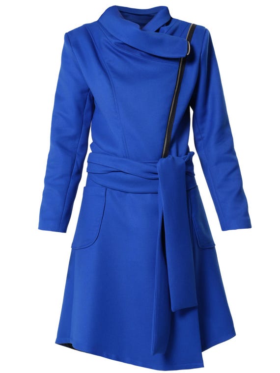 Asymmetric Royal Blue Coat: Elegant Belted Winter Jacket METC0138 - Etsy Canada Asymmetric Royal Blue Coat: Elegant Belted Winter Jacket METC0138 - Etsy Canada