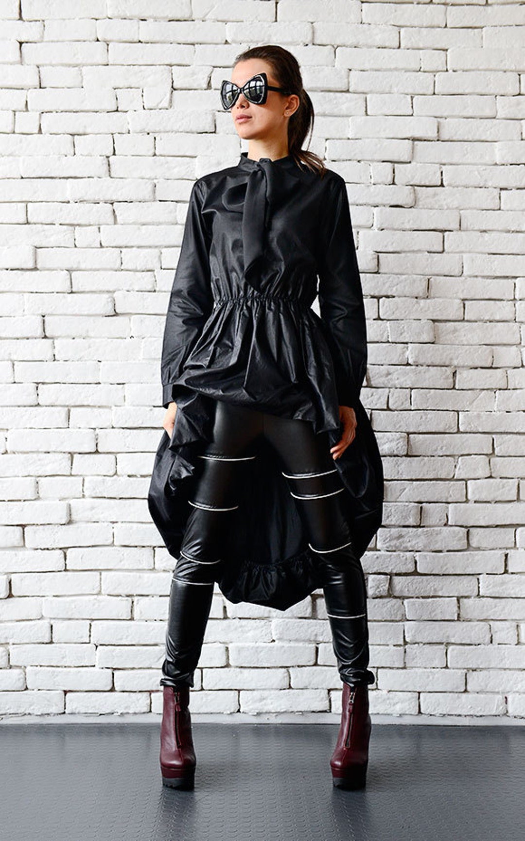 Asymmetric Black Tunic/extravagant Long Top/casual Black - Etsy