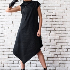 Red Asymmetric Dress/Extravagant Clothing/Casual Summer Dress/Red Sleeveless Dress/Red Long Tunic/Summer Party Dress/Sleeveless Dress Black