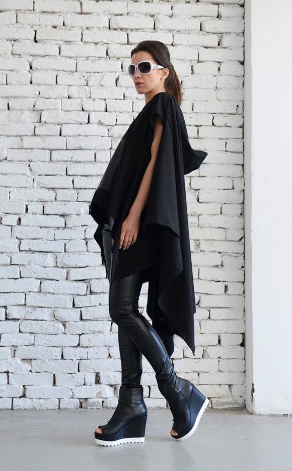 Extravagant Urban Style Tunic Top/asymmetric Long Top/leather - Etsy