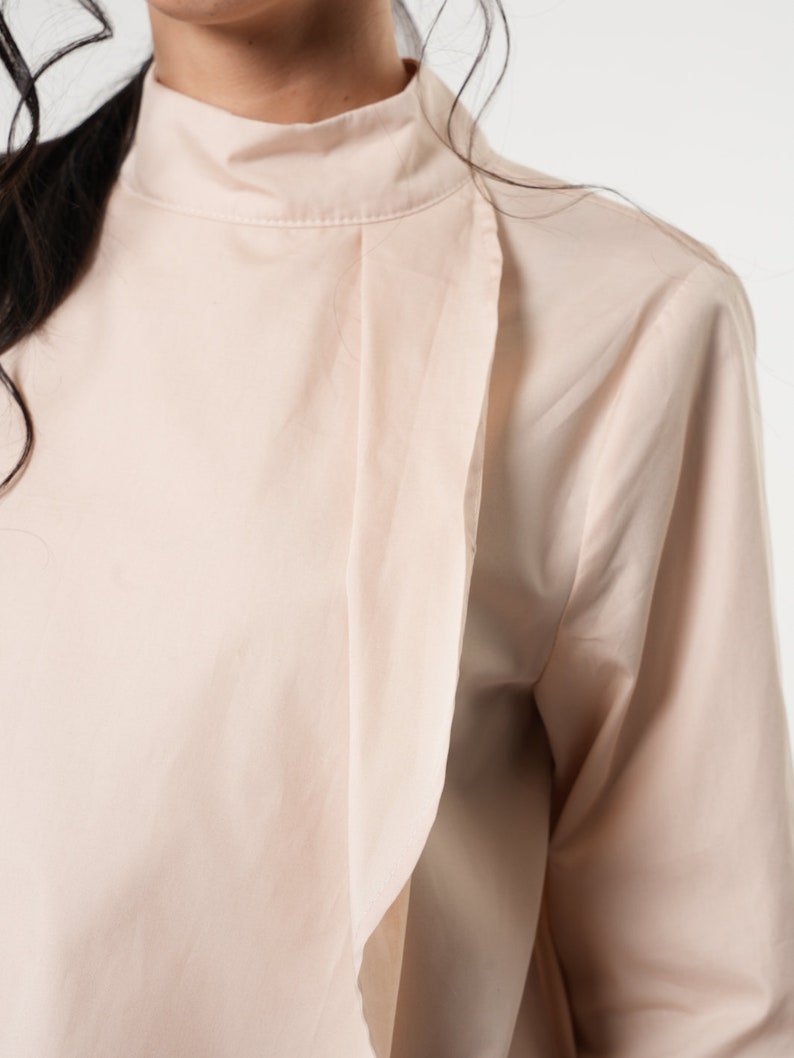 Women Asymmetrical Turtleneck Shirt with Pocket image 9