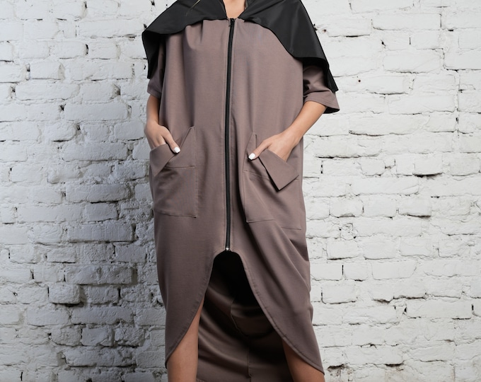 Extravagant Dress / Asymmetric Tunic / Kaftan Maxi Dress / Long Cardigan / Oversize Dress / Street Dress / Extra Big Collar / Maxi Jacket