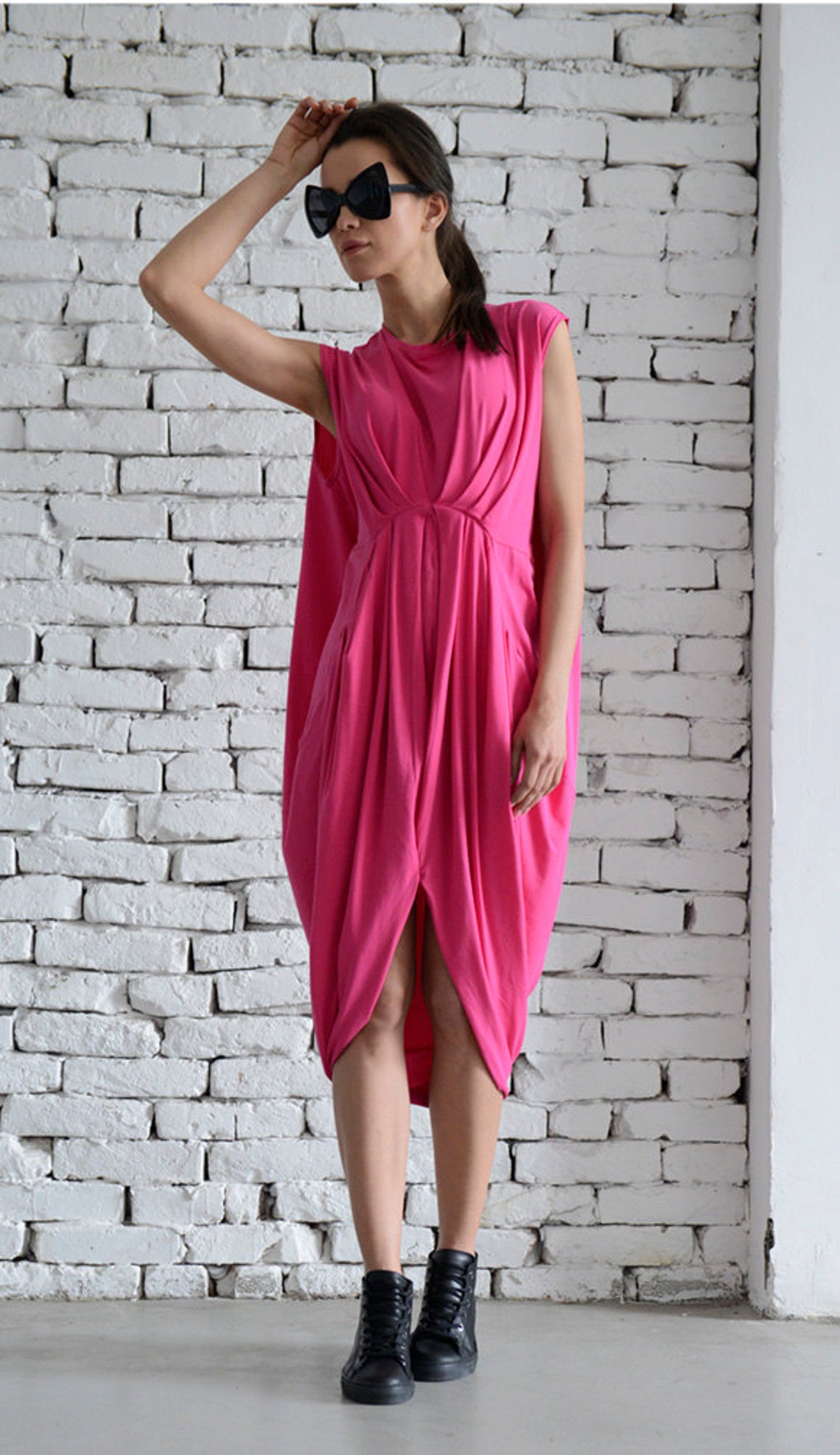 Pink Loose Dress/oversize Asymmetrical Tunic/summer Fushia - Etsy