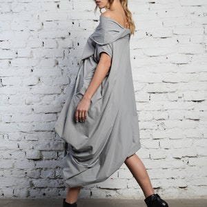 Grey Maxi Dress / Cute Maxi Dress / Plus Size Kaftan / Cotton Kaftan Dress / Kaftan Maxi Dress / Oversize Dress / Asymmetric Hem Dress image 4