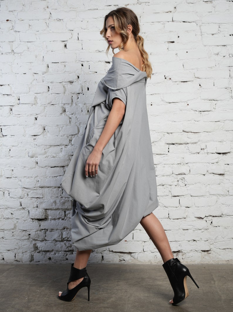 Grey Maxi Dress / Cute Maxi Dress / Plus Size Kaftan / Cotton Kaftan Dress / Kaftan Maxi Dress / Oversize Dress / Asymmetric Hem Dress image 4