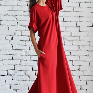 Kaftan Maxi Dress / Red Kaftan / Plus Size Dress / Red Casual Dress / Caftan Maxi Dress / Oversized Dress / Plus Size Kaftan image 4