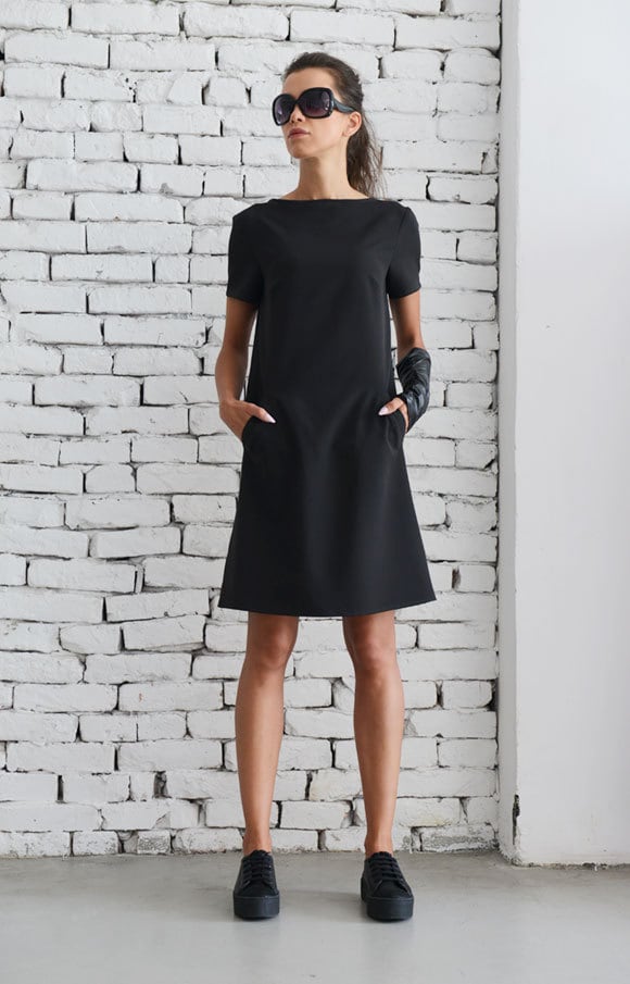 Black Casual Dress/little Black Dress/midi Office Dress/short - Etsy