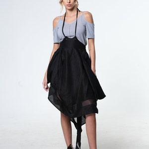 Linen Maxi Skirt / Linen Midi Skirt / Black Linen Skirt /  Plus Size Maxi Skirt /Asymmetrical Skirt /Linen Skirt Women METSk0042