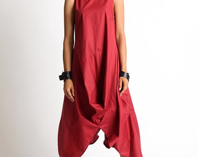 Extravagant Red Dress / Long Assymetrical Dress / Classy Red Dress METD0081