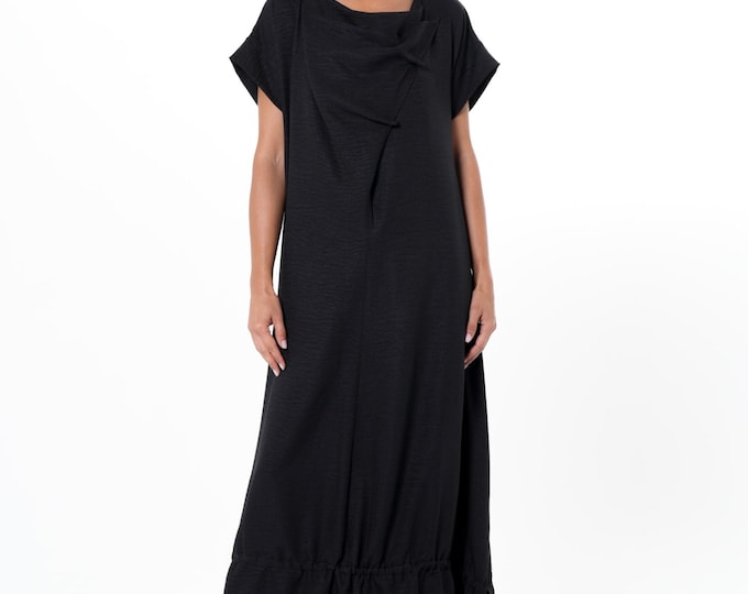 Loose Maxi Dress: Lightweight Draped Viscose Blend