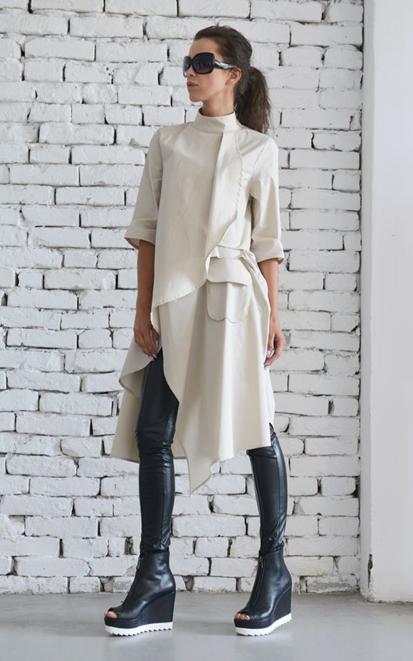 Soft But Savage Casual T-Shirt Dress in Beige