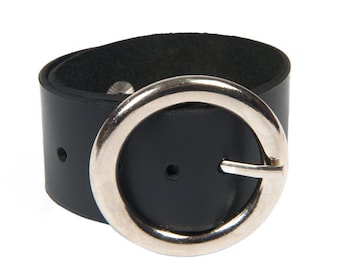 Black Buckle Bracelet/Genuine Leather Hand Accessory/Handmade Leather Band/Extravagant Black Leather Bracelet METBR4