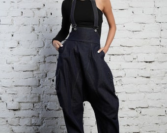 Plus size jumpsuit/losse jumpsuit/oversized jumpsuit/denim romper/zomer jumpsuit/brede been jumpsuit/casual jumpsuit/jumpsuit