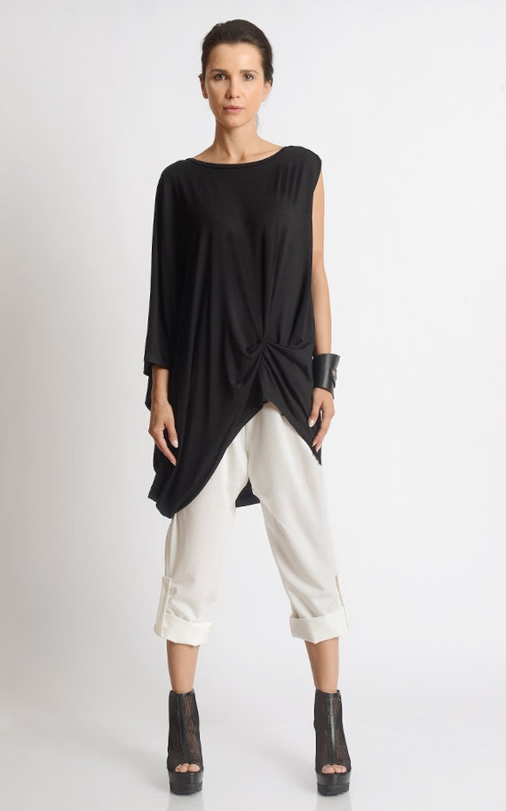 Tunique asym trique noire Haut Maxi noir Haut tunique grande