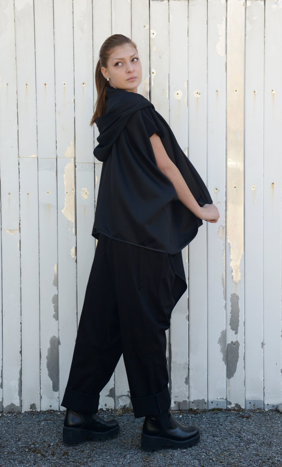 Black Asymmetric Vest / Sleeveless Casual Coat / Extravagant | Etsy