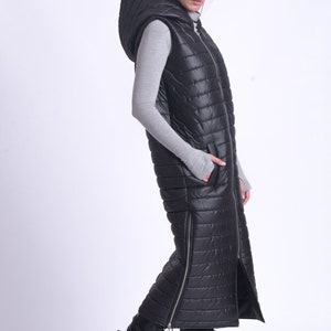 Long Puffer Vest, Maxi Sleeveless Down Coat, Quilted Puffer Long Puffer Vest, Maxi Sleeveless Down Coat, Quilted Puffer