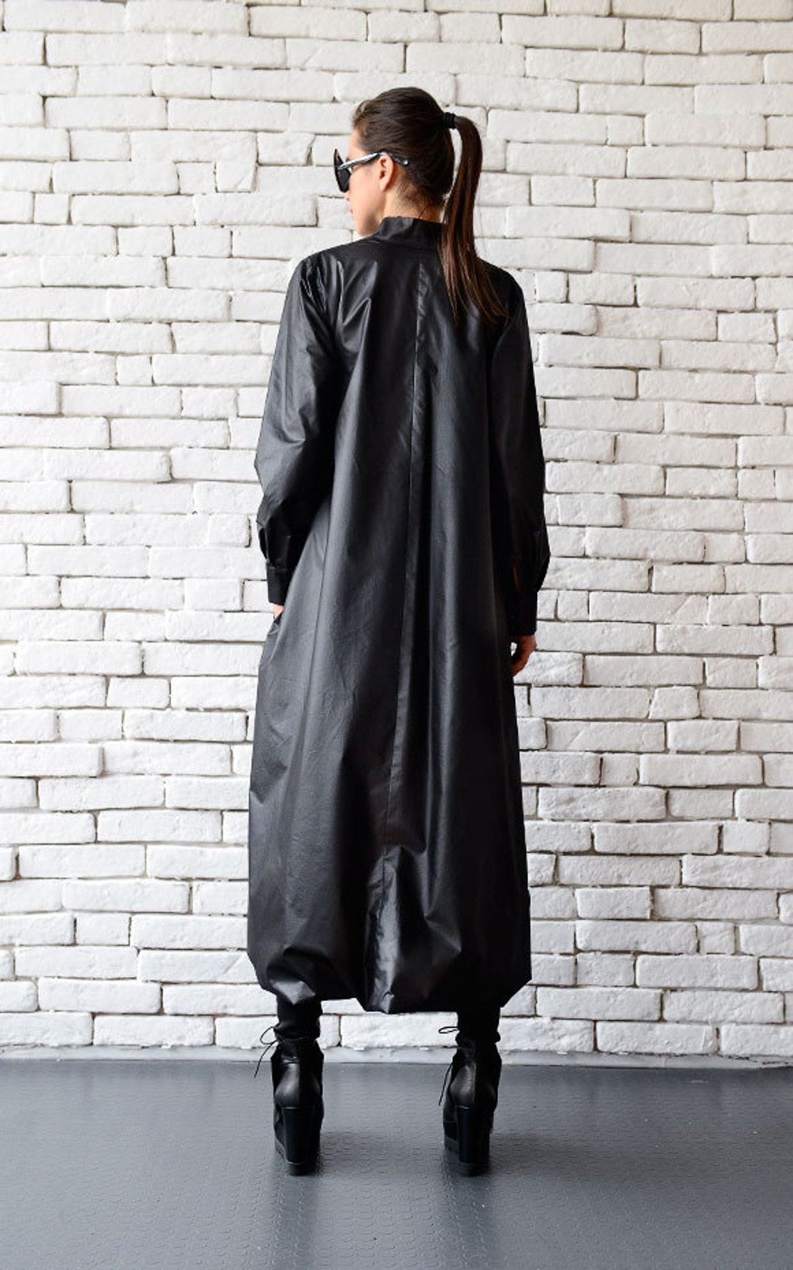 Maxi Black Dress / Long Sleeve Asymmetric Dress / Black Kaftan - Etsy