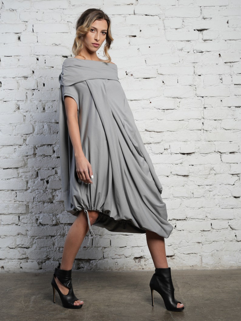 Grey Maxi Dress / Cute Maxi Dress / Plus Size Kaftan / Cotton Kaftan Dress / Kaftan Maxi Dress / Oversize Dress / Asymmetric Hem Dress image 3