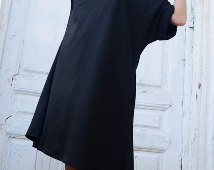 Black Kaftan Maxi Dress with Pockets