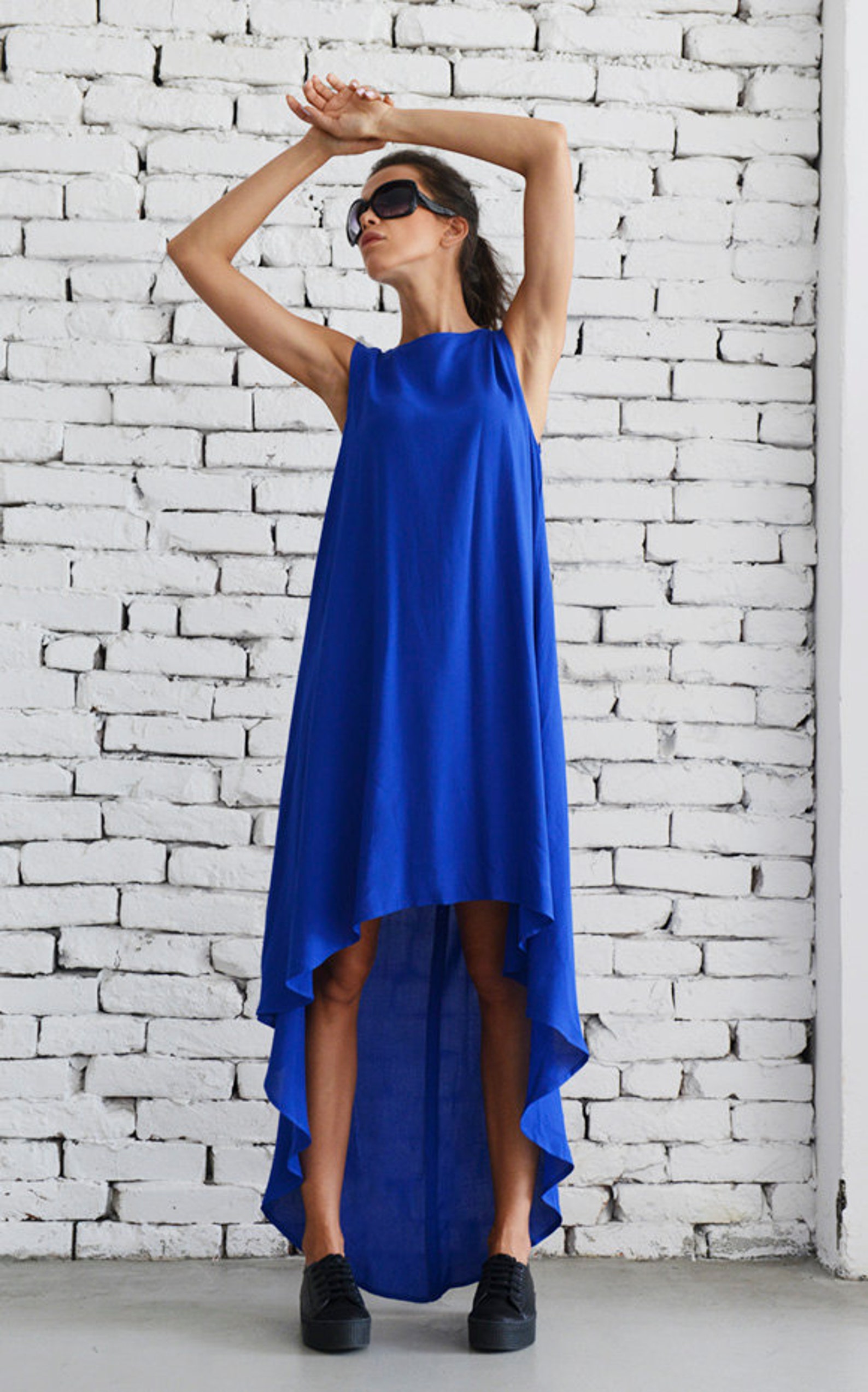 Loose Royal Blue Dress/Asymmetric Casual Dress/Oversize Blue | Etsy