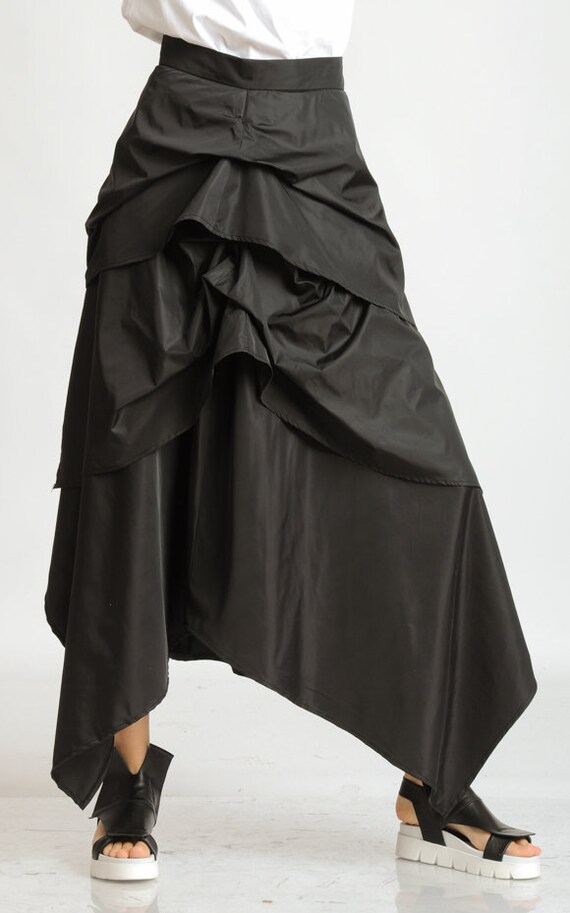 asimétrica negra/Falda larga extravagante/Falda - Etsy México