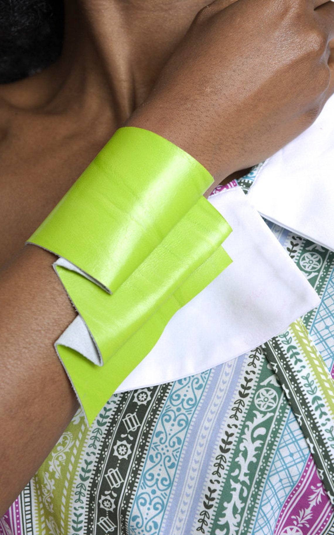 Neon Green Bracelet/extravagant Wrist Bracelet/asymmetric Snap Etsy