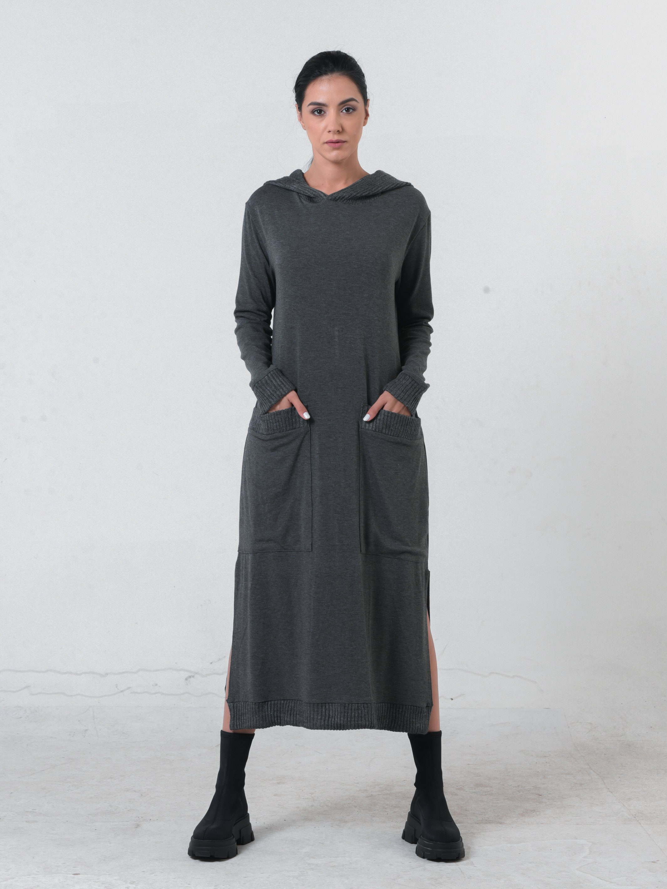 hooded maxi dress