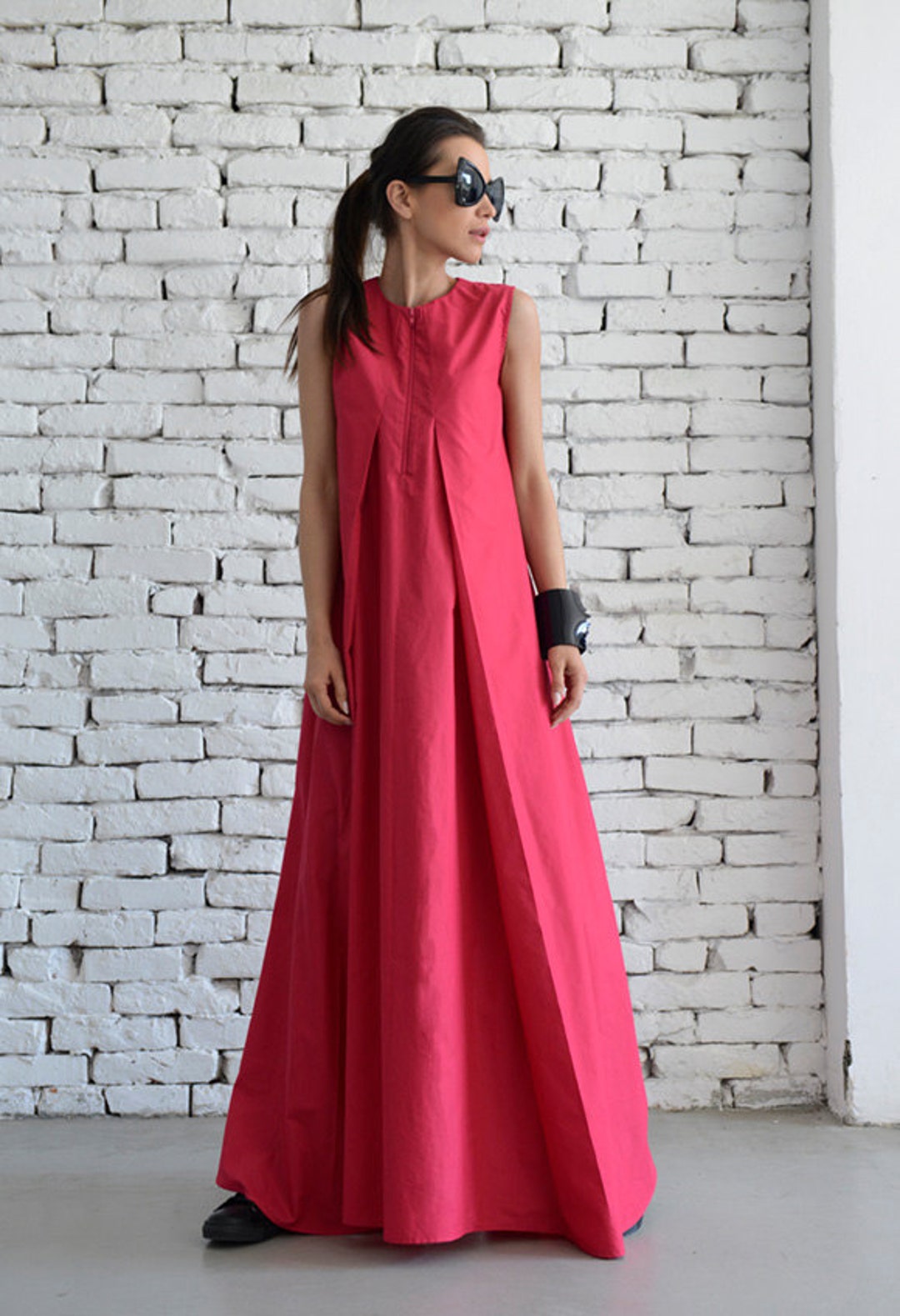 Pink Maxi Dress / Loose Long Dress / Casual Daywear Dress / - Etsy