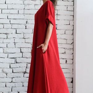 Kaftan Maxi Dress / Red Kaftan / Plus Size Dress / Red Casual Dress / Caftan Maxi Dress / Oversized Dress / Plus Size Kaftan image 5