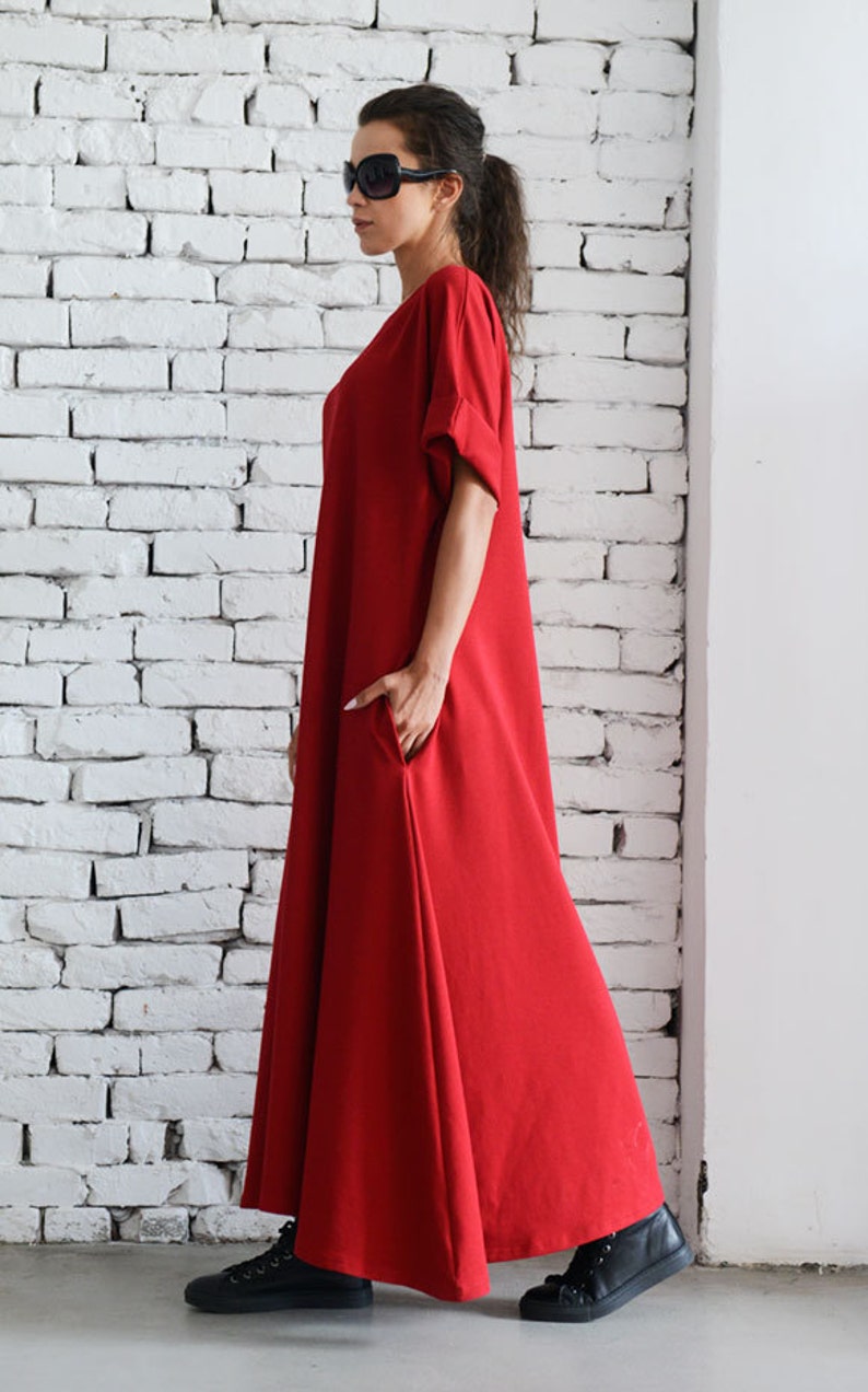 Kaftan Maxi Dress / Red Kaftan / Plus Size Dress / Red Casual Dress / Caftan Maxi Dress / Oversized Dress / Plus Size Kaftan image 5