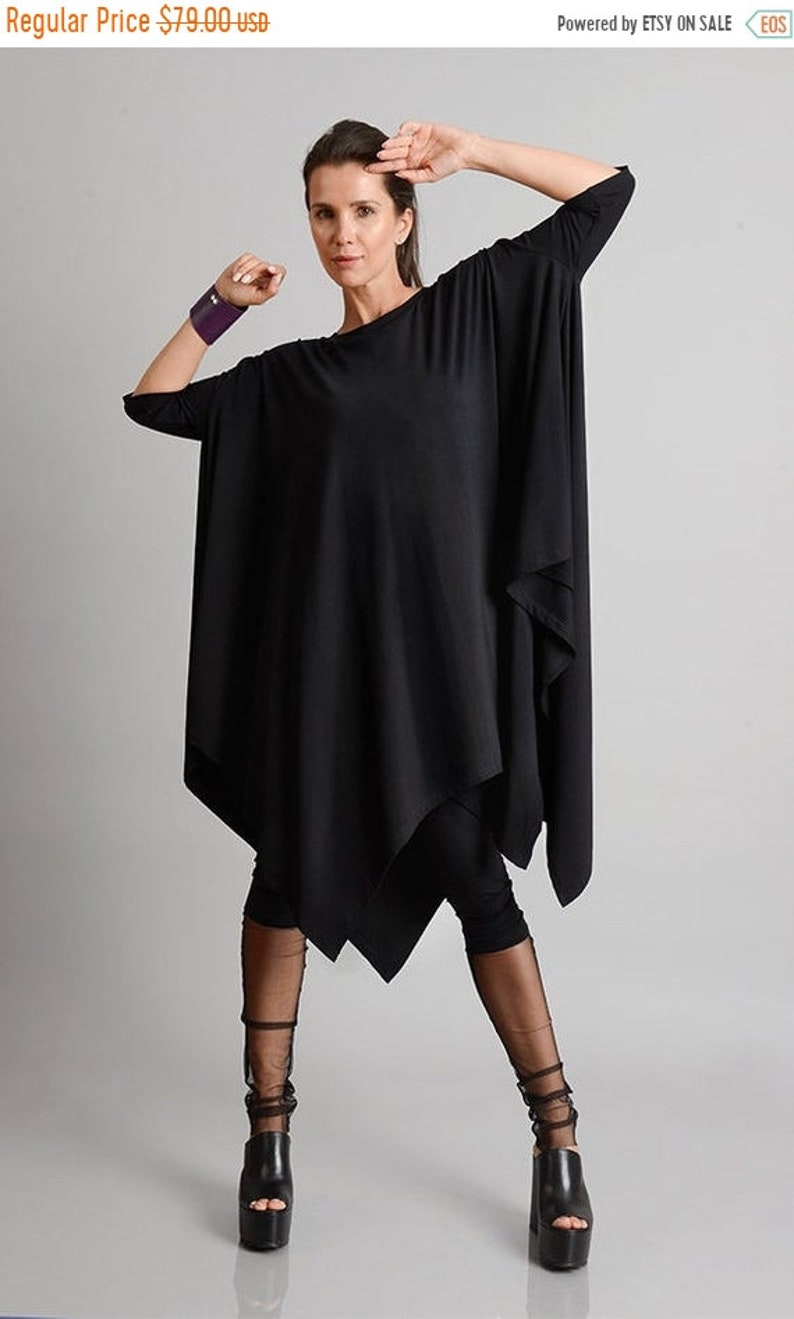 SALE Black Maxi TunicAsymmetric Loose TopCasual Everyday TunicMaxi Black TunicPlus Size Maxi TunicOversize Loose ShirtBlack Long Top
