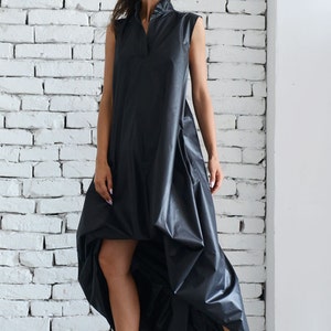 Maxi Black Dress/Black Maxi Dress/Asymmetric Dress/Extravagant Oversize Tunic/Short Long Dress/Sleeveless Black Dress/Black Tunic Dress image 5