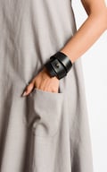 Leather Arm Cuff / Black Leather Cuff Bracelet/ Leather Hand Cuff/ Minimalist Design Bracelet/ Rave Jewelry/ Metamorphoza METBR1 product logo