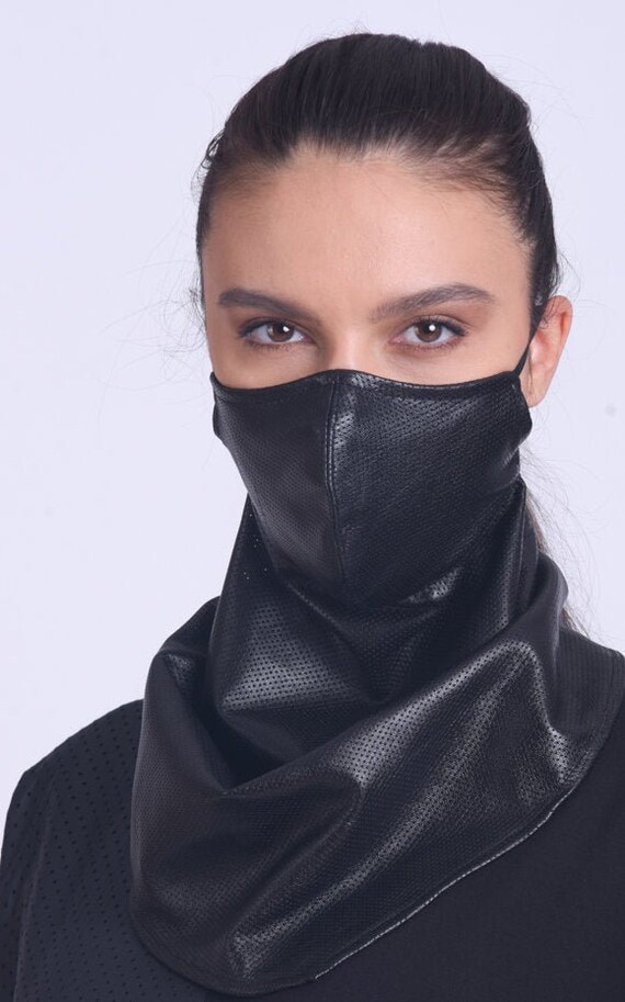 1 Pc Neck Gaiter Premium Fabric Black Face Mask Made in USA Adult Unisex 