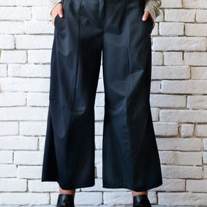 Pantalon ample noir/Pantalon Maxi noir/Pantalon 3/4/Capris décontracté noir/Pantalon jambe large/Pantalon cheville moyenne/Pantalon noir surdimensionné METP0036 image 4