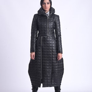 Long Black Coat/Winter Jacket/Casual Zipper Coat/Black Coat/Black Maxi Coat/Everyday Puffer Coat/Oversize Coat/Puffy Coat METC0083