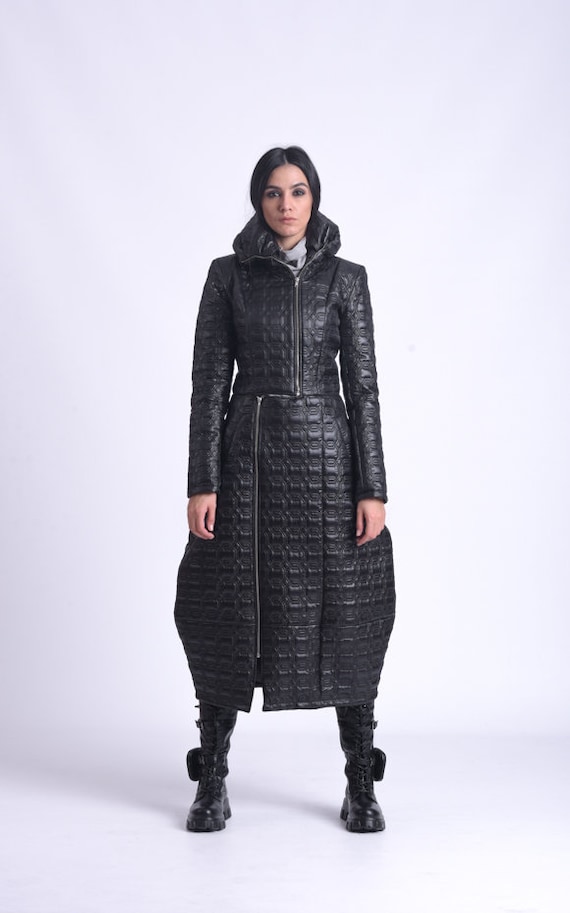 Long Black Coat/Winter Down Jacket/Casual Zipper Coat/Black Down Coat/Black Maxi Coat/Everyday Puffer Coat/Oversize Coat/Puffy Coat METC0083