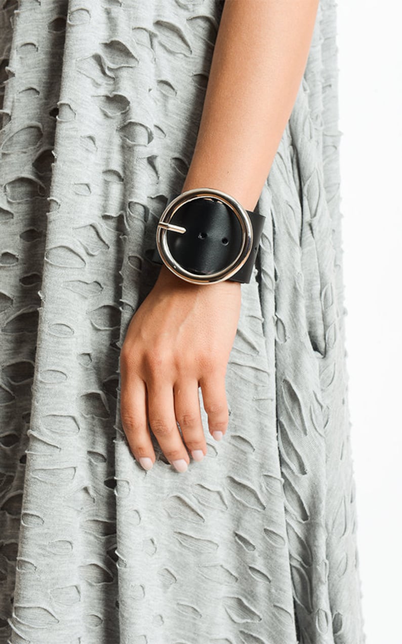 Black Leather Cuff Bracelet / Oversized Bracelet / Large Cuff Etsy