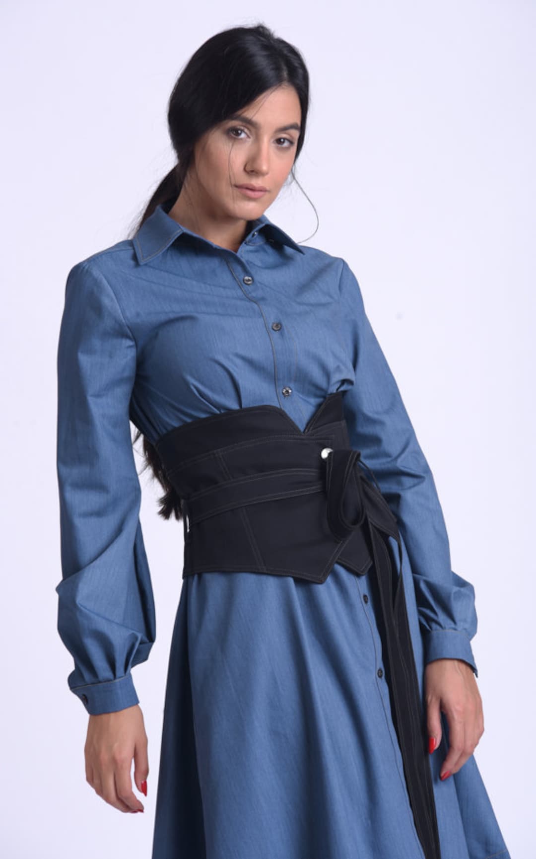 Black Oversize Wrap Belt/extravagant Waist Belt/wide Button Black Oversize Wrap Belt/extravagant Waist Belt/wide Button