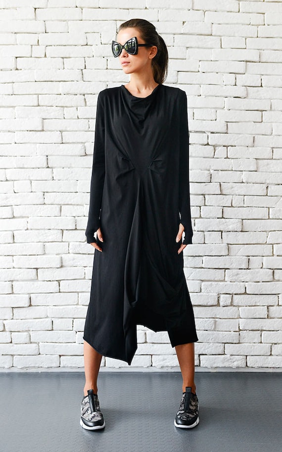 Loose Black Dress/asymmetric Long Tunic/black Kaftan/maxi | Etsy