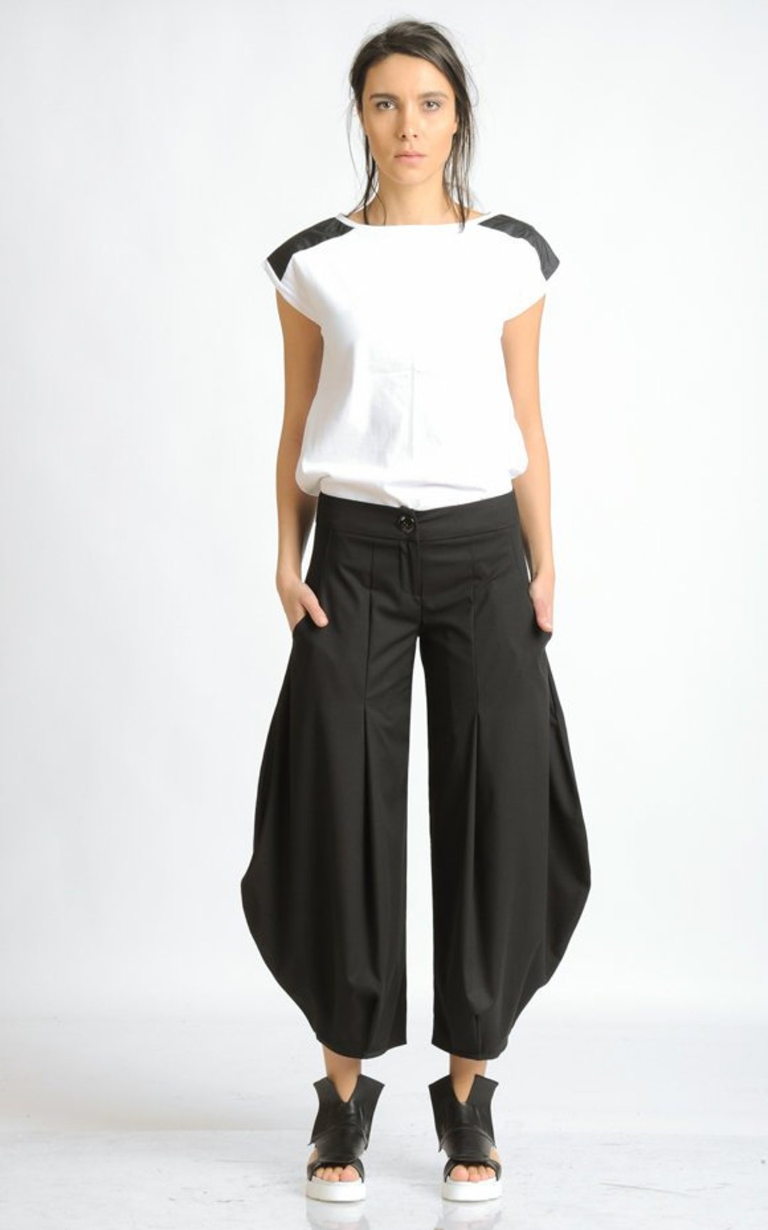 Black Loose Pants/plus Size Maxi Pants/long Black Pants/wide