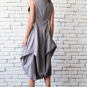 Grey Loose Asymmetric Dress/Extravagant Party Dress/Plus Size Tunic/Oversize Long Top/Grey Summer Kaftan/Sleeveless Maxi Dress METD0085 image 9