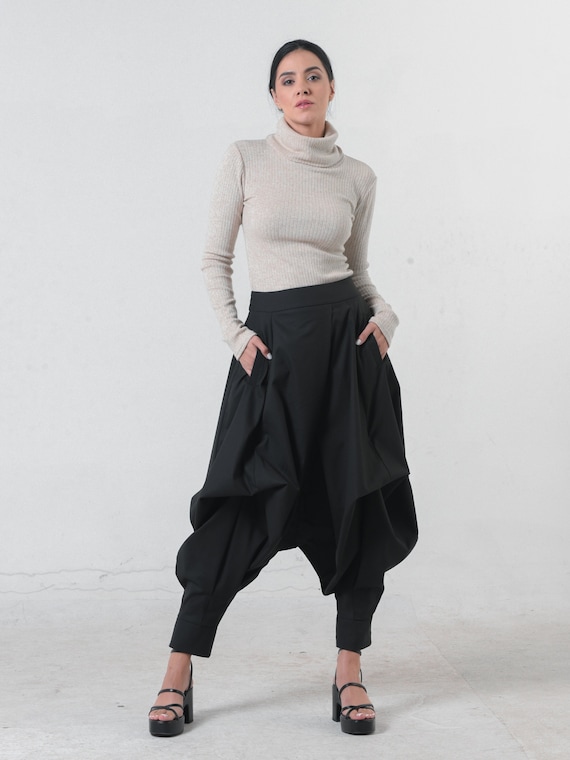 Black Harem Pants / Gypsy Pants / Ninja Pants / Aladdin Pants / Drop Crotch Pants / Samurai Pants / Oversized Pants /Bohemian Pants METP0102