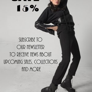 Black Asymmetric Dress/Extravagant Loose Dress/Oversize Long Tunic with One Sleeve/Dress with Studs/Casual Black Dress METD0121 image 9
