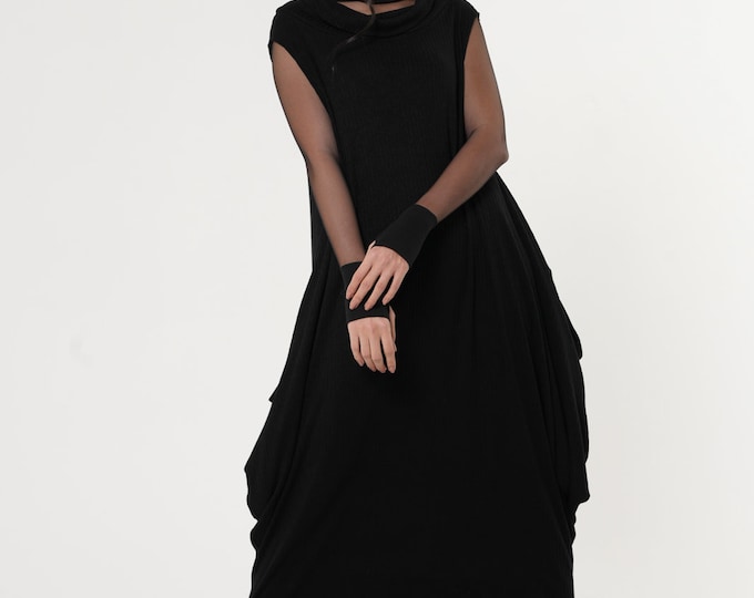Sleeveless Maxi Dress / Ribbed Knit Dress / Turtle Neck Dress /Winter Maxi Dress METD0225