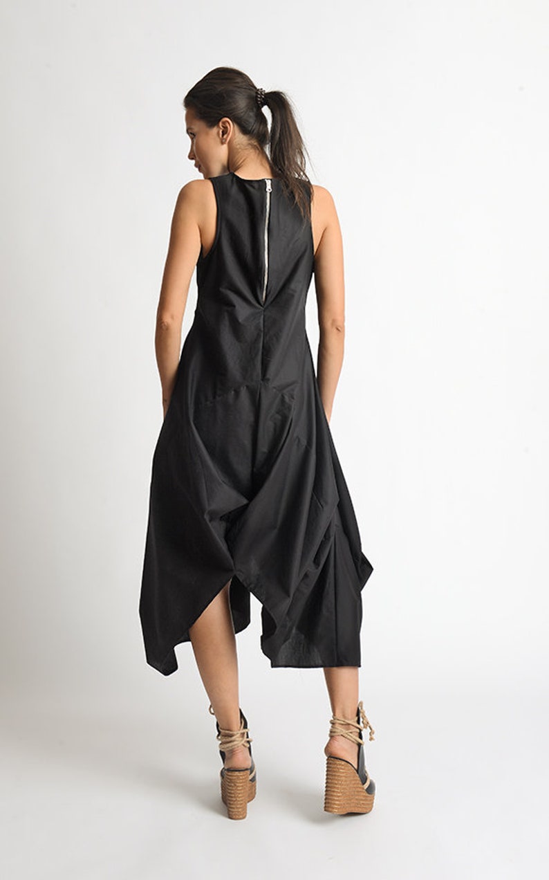 Black Asymmetric Dress/Extravagant Tunic Dress/Sleeveless Loose Dress/Black Kaftan/Handmade Extravagant Dress/Casual Black Dress METD0081 image 5