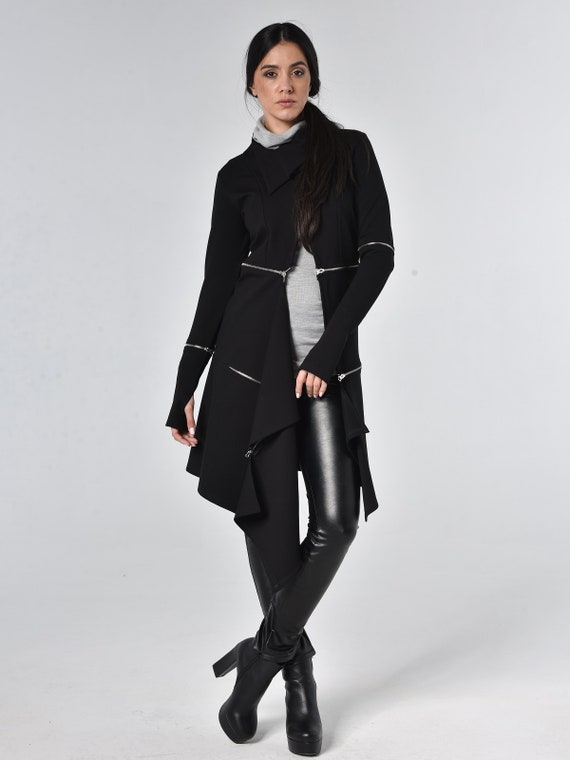 Asymmetrical Jacket / Thumb Hole / Black Jacket / Black Coat