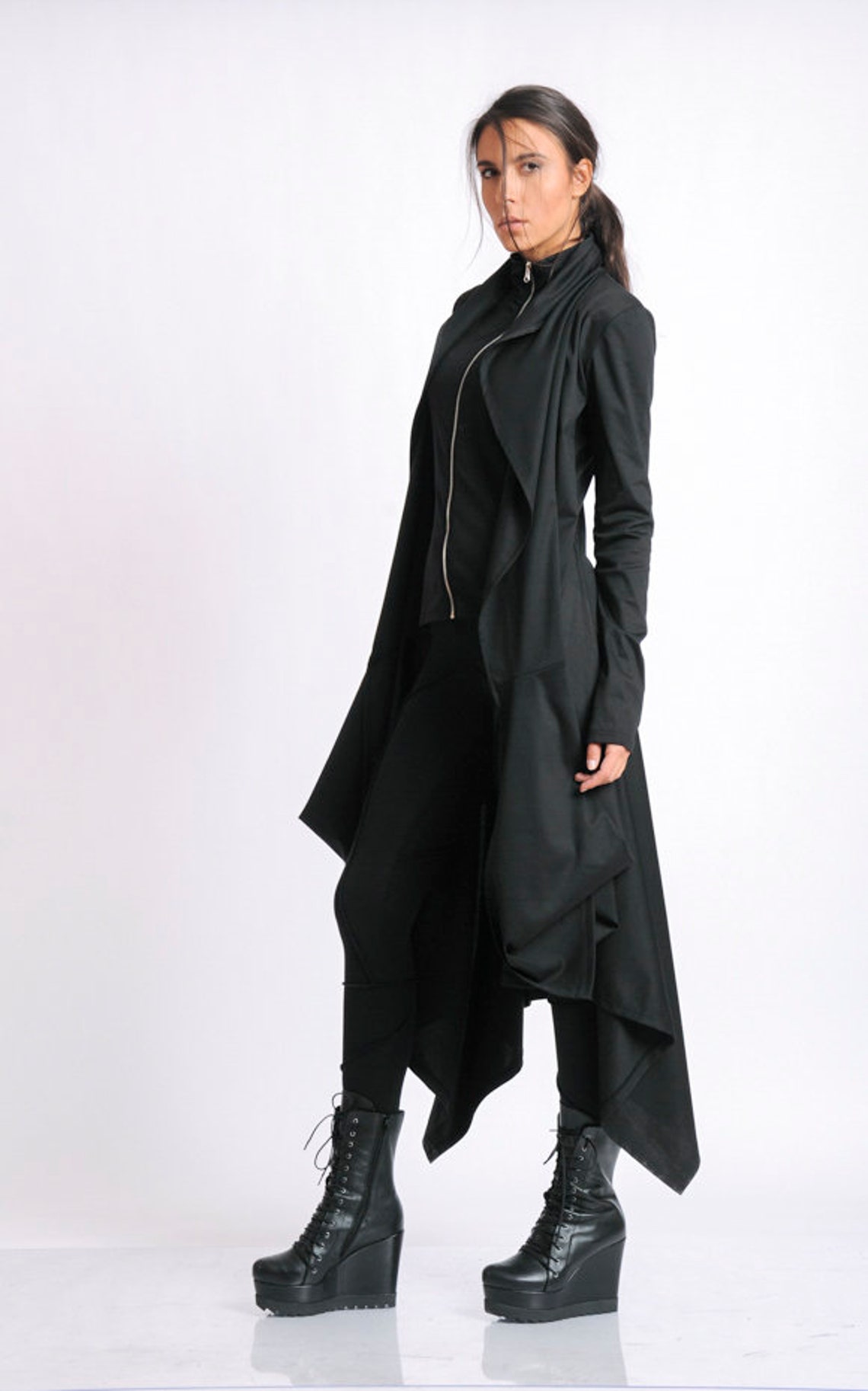 Black Asymmetric Coat/extravagant Loose Jacket/black Oversize - Etsy